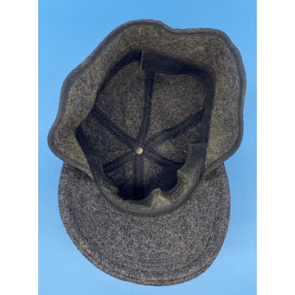 Vintage USA Made Haband Brand Gray Wool Blend Ear Flaps Trapper Hat Cap Size S